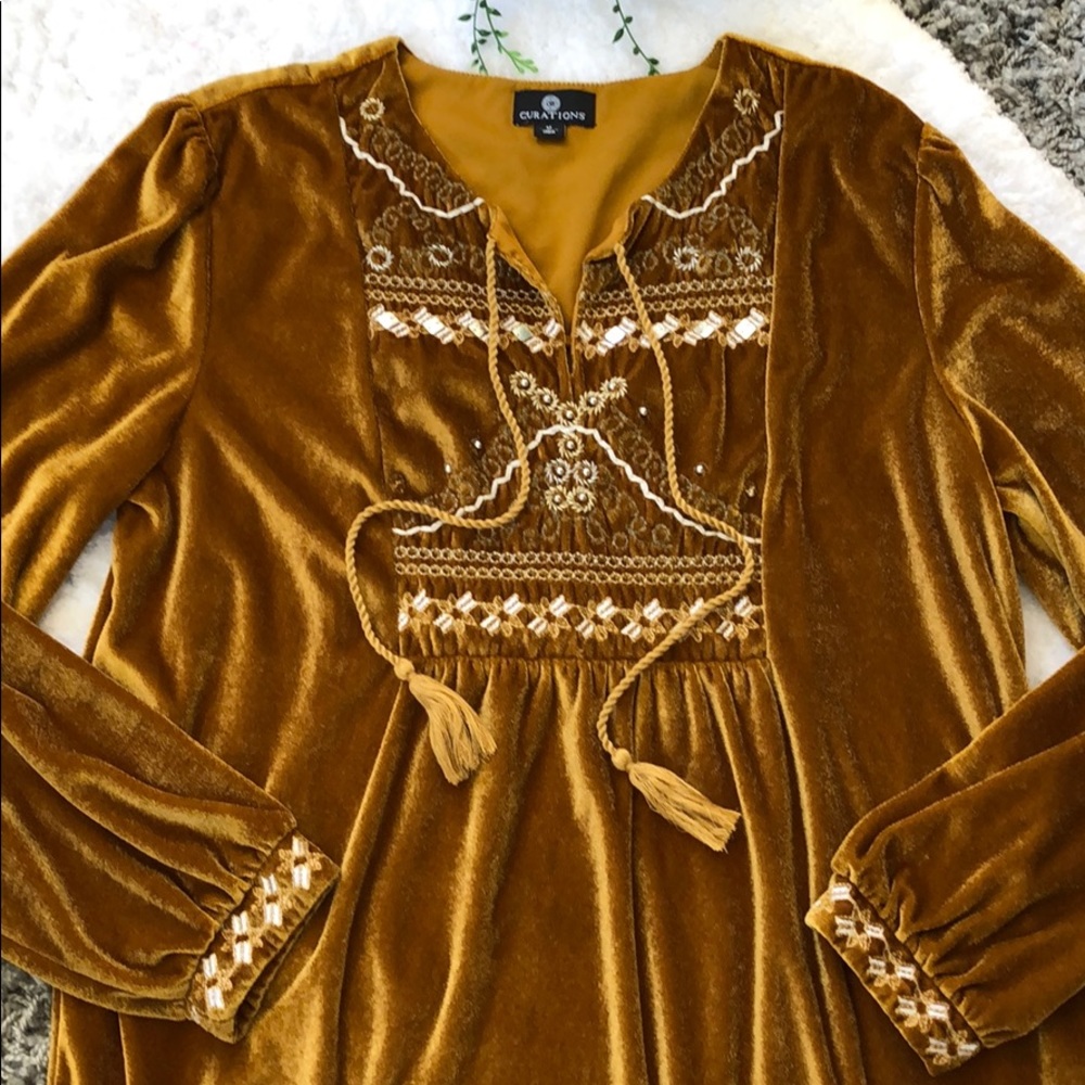Bohemian Velvet Embroidered Gypsy Curations Top